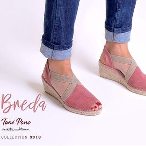 Toni Pons Breda-V Blush Canvas Espadrille Wedge Sandals